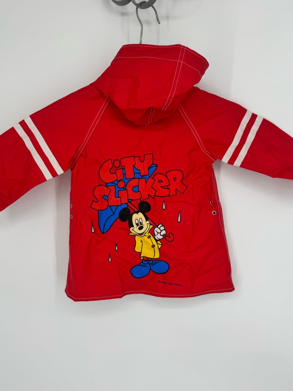 Vintage Red White Mickey Mouse Disney City Slicker Rain Coat Jacket Boys Size 3